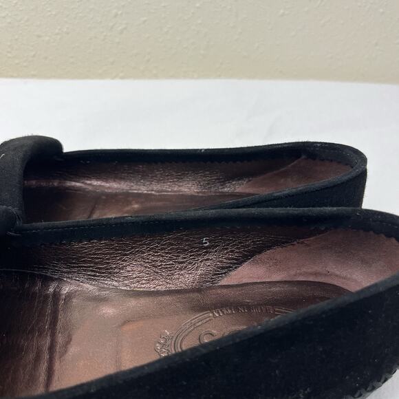 Tod's Jackie Suede Moc Pointed Flat Loafers Womens Size 5 Black Slip On - Picture 7 of 9